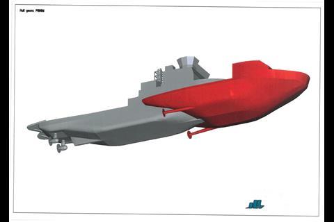 Slipping into the icebreaking bow. Image: ILS